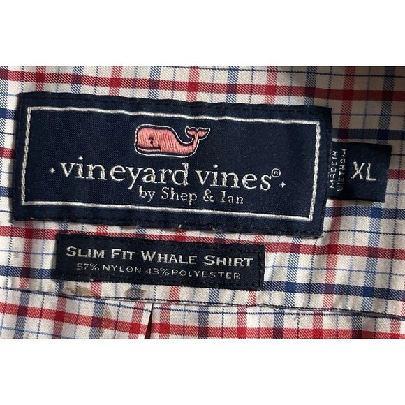 Vineyard Vines Mens Long Sleeve Button Down Red White Blue Whale Shirt XL - Picture 3 of 12